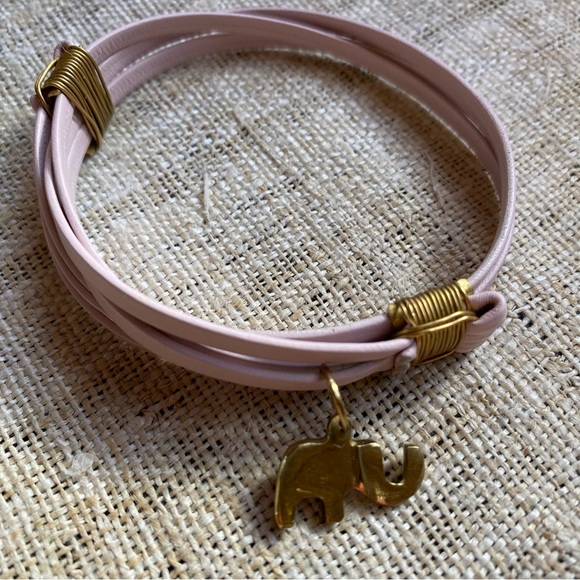 Mille Collines Pink Leather and Brass Elephant Bracelet — EUC - Picture 6 of 6